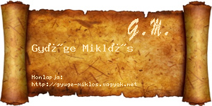 Gyüge Miklós névjegykártya